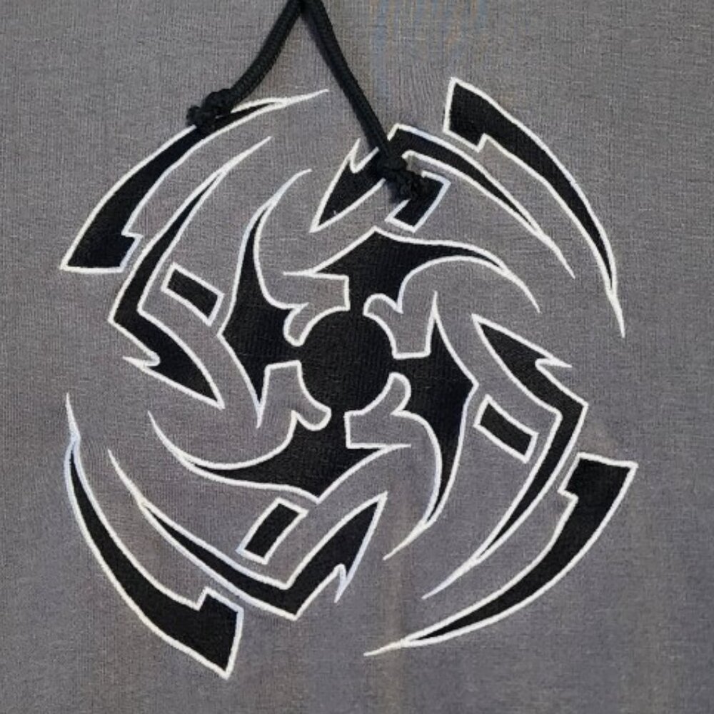 Sapphire Lounge Men's Large Gray Tribal Star Graphic Hoodie Y2k Streetwear - Picture 2 of 16